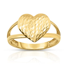 Load image into Gallery viewer, 10k Yellow Gold Diamond Cut Heart Women's Ring