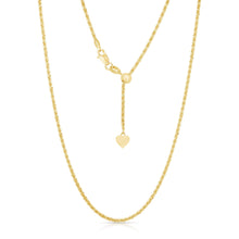 Load image into Gallery viewer, 14k Yellow Gold or White Gold or Rose Gold 1.1mm Classic Cable Adjustable Chain Necklace