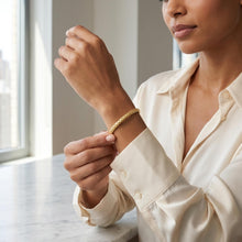 Load image into Gallery viewer, 14k Yellow Gold 6mm Weaved Bangle Bracelet, 7.25 Inch