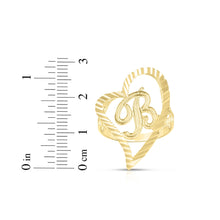 Load image into Gallery viewer, 10k Yellow Gold Small Medium Large or Extra Large A-Z Cursive initial Letter Heart Ring