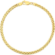 Load image into Gallery viewer, 10k Yellow Gold 2.7mm Lite Round Wheat Palm Chain Franco Bracelet or Anklet
