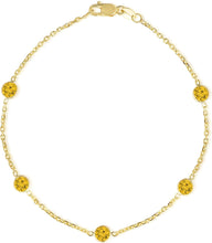Load image into Gallery viewer, 14k Yellow Gold 4mm Round Birthstone Cable Bracelet or Anklet