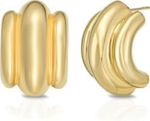 Load image into Gallery viewer, 14k Yellow Gold 19mm Triple Bar Half Hoop Earrings