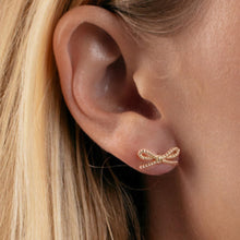 Load image into Gallery viewer, 14k Yellow Gold 7mm Rope Bow Earrings