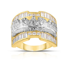 Load image into Gallery viewer, 10k Yellow Gold and White Gold Last Supper Baugette CZ Ring(Small, 16mm)