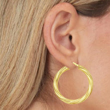 Load image into Gallery viewer, 14k Yellow Gold 4.5mm Full Twist Round Circle Hoop Earrings
