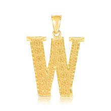 Load image into Gallery viewer, 10k Yellow Gold 1 Inch Extra Large Textured Letter Pendant A-Z Alphabet Pendant with Optional Rope Chain Necklace