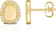 Load image into Gallery viewer, Italian 0.18cttw Diamond 14k Yellow Gold 9mm Freeform Cushion Stud Earrings