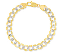 Load image into Gallery viewer, 10k Yellow Gold and White Gold 8.5mm Solid Two-Tone Curb Cuban Chain Bracelet or Anklet