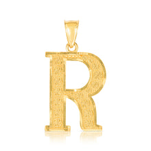 Load image into Gallery viewer, 10k Yellow Gold 1 Inch Extra Large Textured Letter Pendant A-Z Alphabet Pendant with Optional Rope Chain Necklace