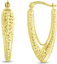 Load image into Gallery viewer, 14k Yellow Gold 28.8mm Diamond Cut Puffed V Hoop Earrings