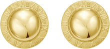 Load image into Gallery viewer, 14k Yellow Gold 17mm Roman Numeral Button Stud Earrings