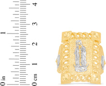 Load image into Gallery viewer, 10k Yellow Gold 26.9mm Two-Tone Mother Virgin Saint Mary Cuban Link Ring, Sizes 6-14
