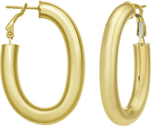 Load image into Gallery viewer, 14k Yellow Gold 41mm Oval Omega Hoop Earrings