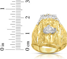 Load image into Gallery viewer, 10k Yellow Gold Two-Tone Face of Jesus Christ Head CZ Ring