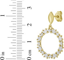 Load image into Gallery viewer, 14k Yellow Gold 28mm Diamond Circle Gemstone Earrings