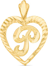 Load image into Gallery viewer, 10k Yellow Gold 0.7" Personalized Alphabet Letter A - Z Initial Heart Pendant with optional Extendable Cable Chain Necklace