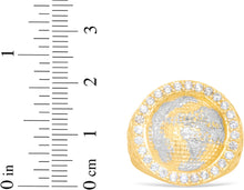 Load image into Gallery viewer, 10k Yellow Gold 20.6mm Two-Tone Globe CZ Ring, Sizes 6-13