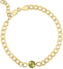 Load image into Gallery viewer, 14k Yellow Gold 3.6mm Curb Cuban Gemstone Chain Bracelet
