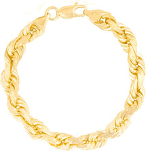Load image into Gallery viewer, 10k Yellow Gold 10mm Solid Rope Chain Diamond Cut Bracelet or Anklet