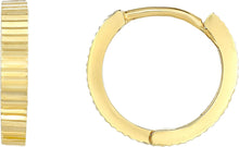 Load image into Gallery viewer, 14k Yellow Gold 10.5mm Linear Diamond Cut Huggie Earrings