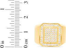 Load image into Gallery viewer, 10k Yellow Gold 16.2mm Pave CZ Beveled Square Frame Signet Ring, Sizes 4-13