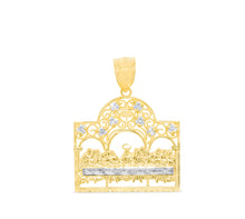 Load image into Gallery viewer, 10k Yellow Gold Diamond Cut Last Supper CZ Religious Pendant