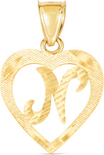 Load image into Gallery viewer, 10k Yellow Gold 0.5" Personalized Alphabet Letter A - Z Initial Heart Pendant with optional Extendable Cable Chain Necklace