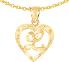 Load image into Gallery viewer, 10k Yellow Gold 0.5" Personalized Alphabet Letter A - Z Initial Heart Pendant with optional Extendable Cable Chain Necklace