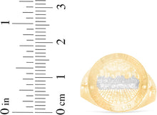 Load image into Gallery viewer, 10k Yellow Gold 17mm Last Supper Pray For Us with Cross Catholic Saint Religious Medallion Men's Ring, Sizes 5 - 13