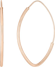 Load image into Gallery viewer, 14k Rose Gold High Polish Marquise Round Tube Hoop Earrings