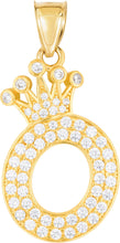 Load image into Gallery viewer, 10k Yellow Gold 0.8" Pave CZ Personalized Crown Alphabet Letter A - Z Initial Charm Pendant with optional Chain Necklace