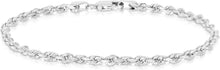 Load image into Gallery viewer, 10k Yellow Gold or White Gold or Rose Gold 2.5mm Solid Rope Chain Diamond Cut Bracelet or Anklet