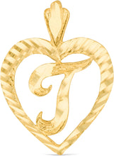 Load image into Gallery viewer, 10k Yellow Gold 0.7" Personalized Alphabet Letter A - Z Initial Heart Pendant with optional Extendable Cable Chain Necklace