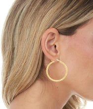 Load image into Gallery viewer, 10k Yellow Gold 2.5mm Diamond Cut Round Tube Hoop Earrings