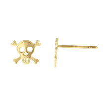 Load image into Gallery viewer, 14k Yellow Gold 6mm Skull Stud Earrings