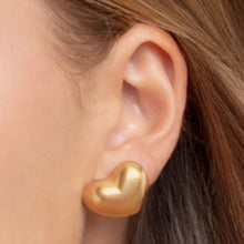 Load image into Gallery viewer, 14k Yellow Gold 16mm Puffed Heart Studs Earrings