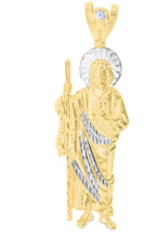 Load image into Gallery viewer, 10k Yellow Gold Saint Jude Two-Tone Religious Pendant