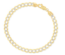 Load image into Gallery viewer, 10k Yellow Gold and White Gold 4.5mm Lite Two-Tone Curb Cuban Chain Bracelet or Anklet