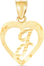 Load image into Gallery viewer, 10k Yellow Gold 0.5" Personalized Alphabet Letter A - Z Initial Heart Pendant with optional Extendable Cable Chain Necklace