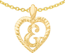 Load image into Gallery viewer, 10k Yellow Gold 0.7" Personalized Alphabet Letter A - Z Initial Heart Pendant with optional Extendable Cable Chain Necklace