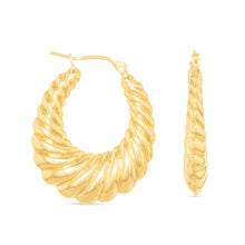 Load image into Gallery viewer, 10k Yellow Gold High Polish Shiny Shrimp Swirl Hoop Earrings