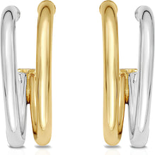 Load image into Gallery viewer, 14k Two-Tone Gold 11.2mm Double Row Split C-Hoop Earrings