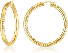 Load image into Gallery viewer, 10k Yellow Gold 5mm Diamond Cut Round Tube Hoop Earrings