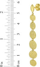 Load image into Gallery viewer, 14k Yellow Gold 58.2mm x 8.9mm Textured Round Circles Dangle Stud Earrings