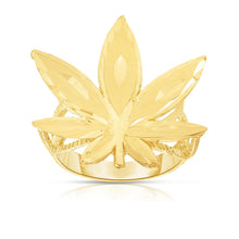 Load image into Gallery viewer, 10k Yellow Gold Marijuana Leaf Cannabis Weed Ring
