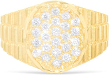 Load image into Gallery viewer, 10k Yellow Gold 13mm Railroad Pave CZ Cluster Oval Ring, Sizes 5 - 11