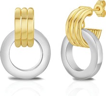 Load image into Gallery viewer, 14k Two-Tone Gold 23mm Round Door Knocker Stud Earrings