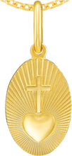 Load image into Gallery viewer, Italian 14k Yellow Gold 15mm Radiant Sacred Heart Cross Medallion Religious Charm Pendant with Optional Necklace, 16-17-18 Inch