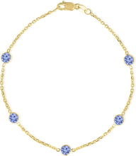 Load image into Gallery viewer, 14k Yellow Gold 4mm Round Birthstone Cable Bracelet or Anklet